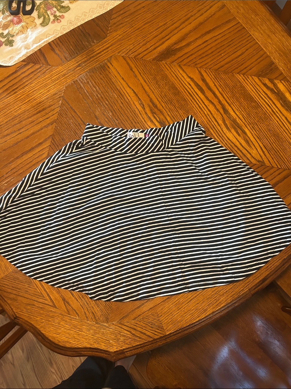 SO Black and White Striped Skater Skirt